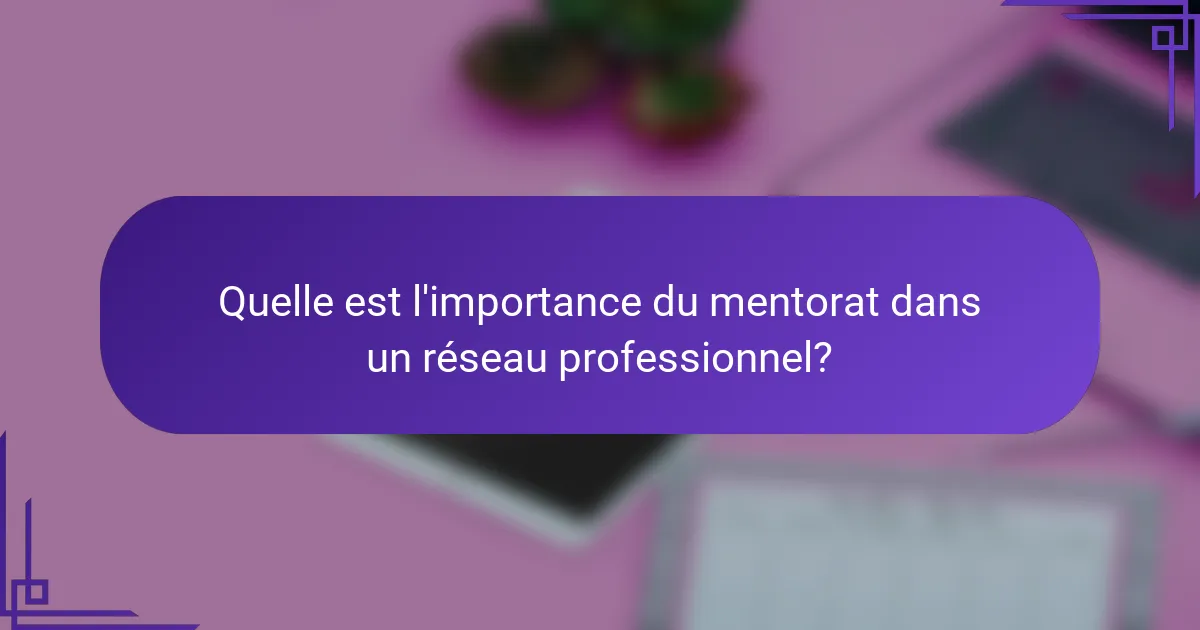 Quelle est l'importance du mentorat dans un réseau professionnel?