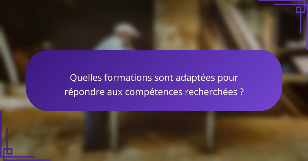 Quelles formations sont adaptées pour répondre aux compétences recherchées ?