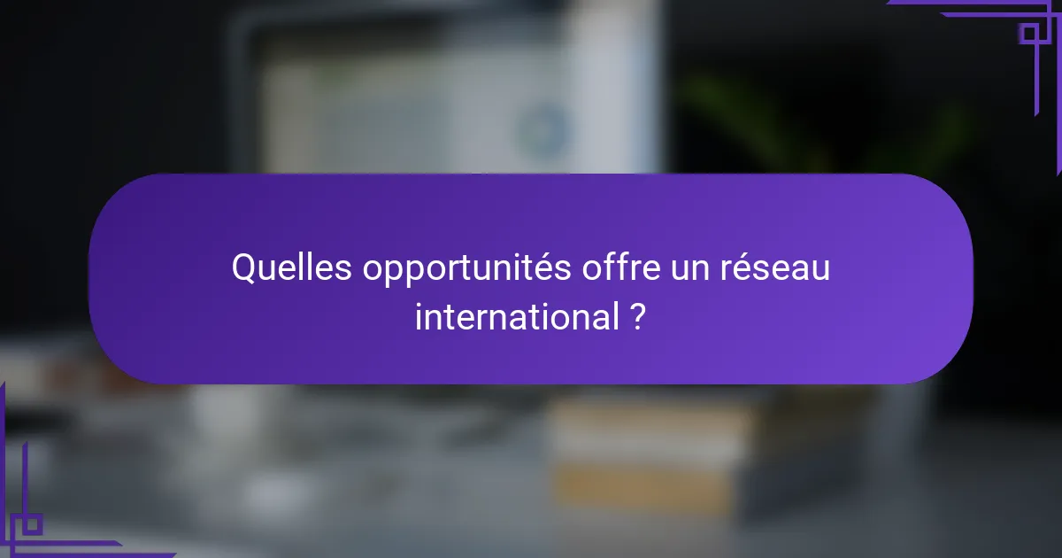 Quelles opportunités offre un réseau international ?
