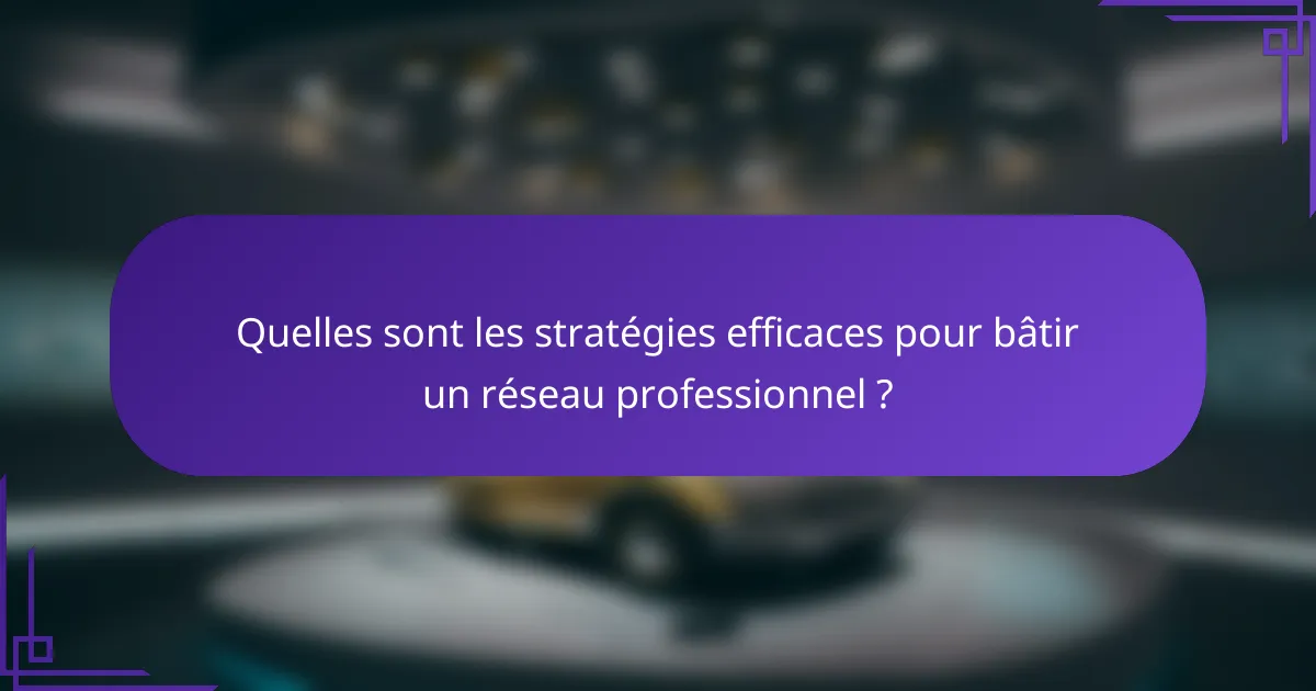 Quelles sont les stratégies efficaces pour bâtir un réseau professionnel ?