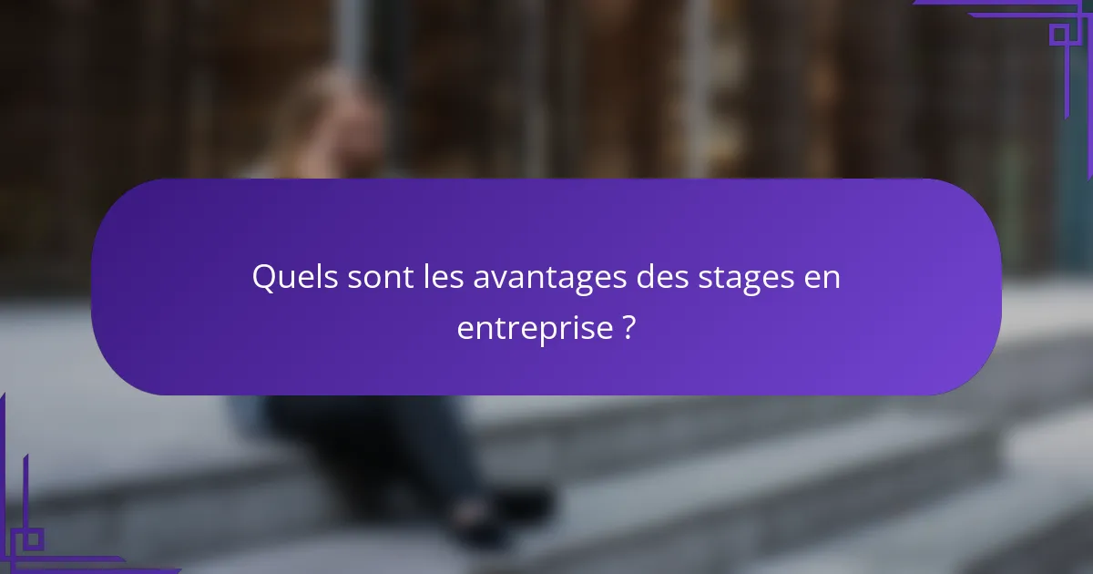 Quels sont les avantages des stages en entreprise ?