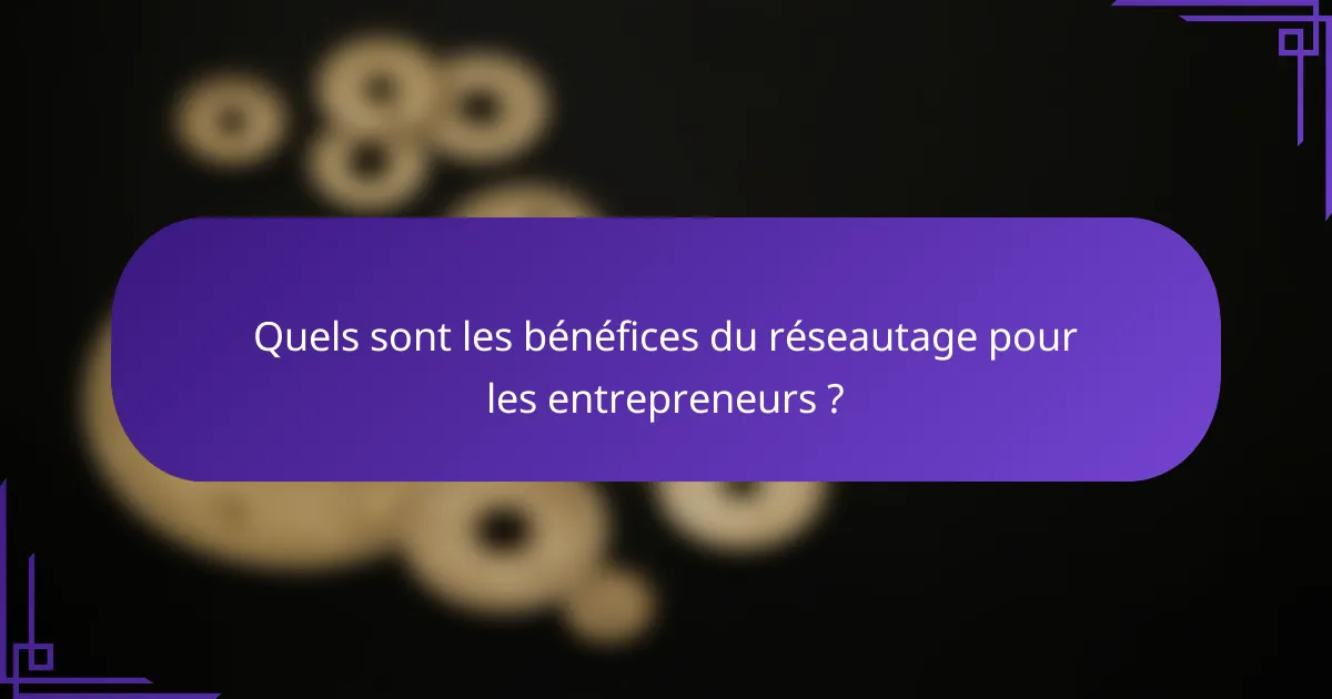 Quels sont les bénéfices du réseautage pour les entrepreneurs ?