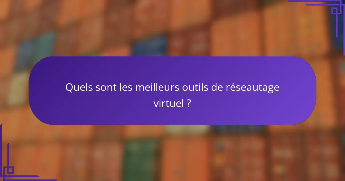 Quels sont les meilleurs outils de réseautage virtuel ?