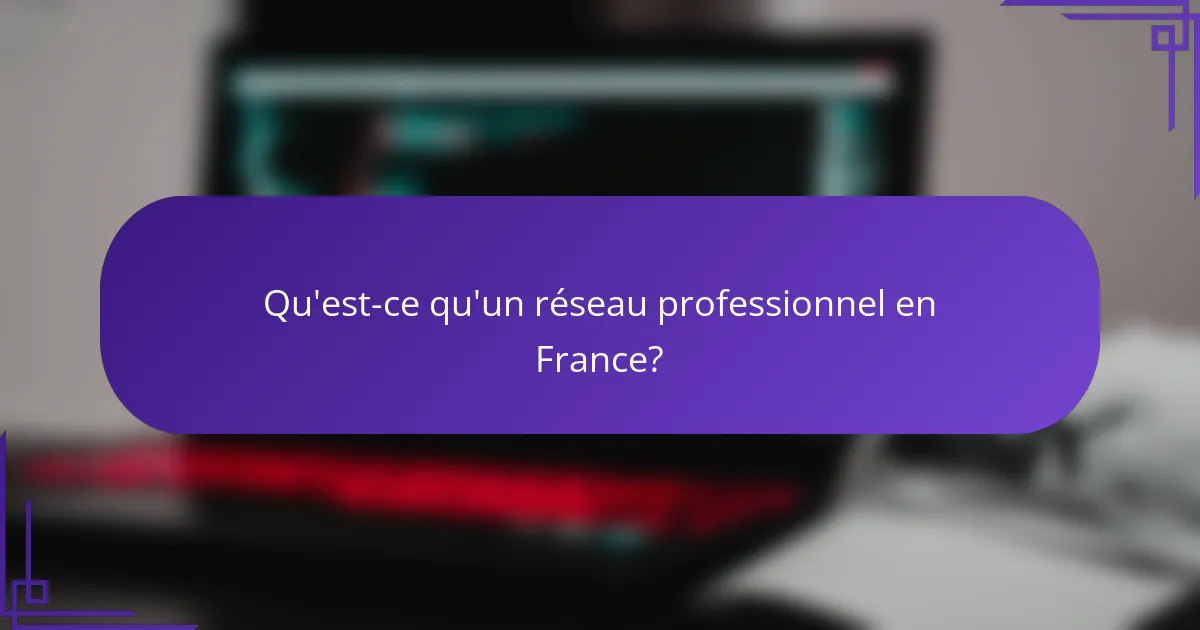 Qu'est-ce qu'un réseau professionnel en France?